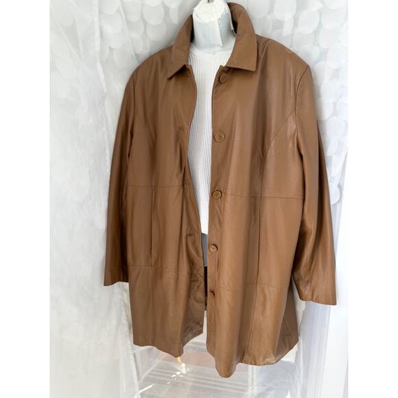 Wilsons Leather Womens 3 X Caramel Brown Coat THINSULATE Removable Lining WARM - Picture 2 of 14